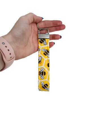Keychain - Honeycomb Bees - Flannel