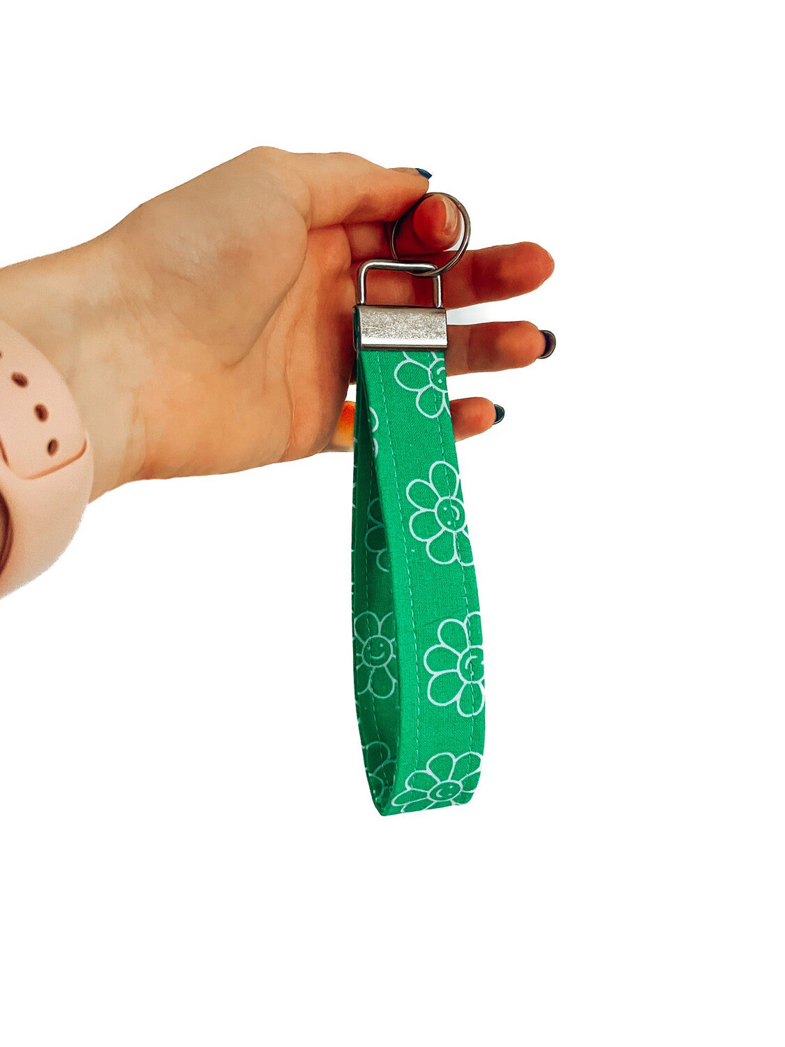 Keychain - Green Smileys - Cotton