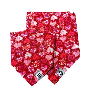 Red Glitter Hearts - Bandana