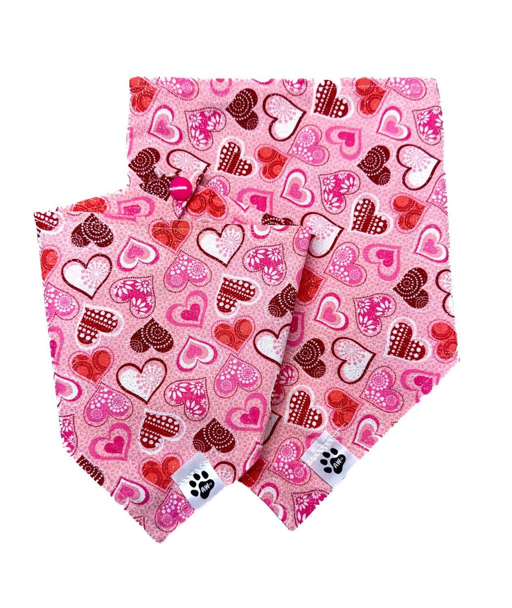 Pink Glitter Hearts - Bandana