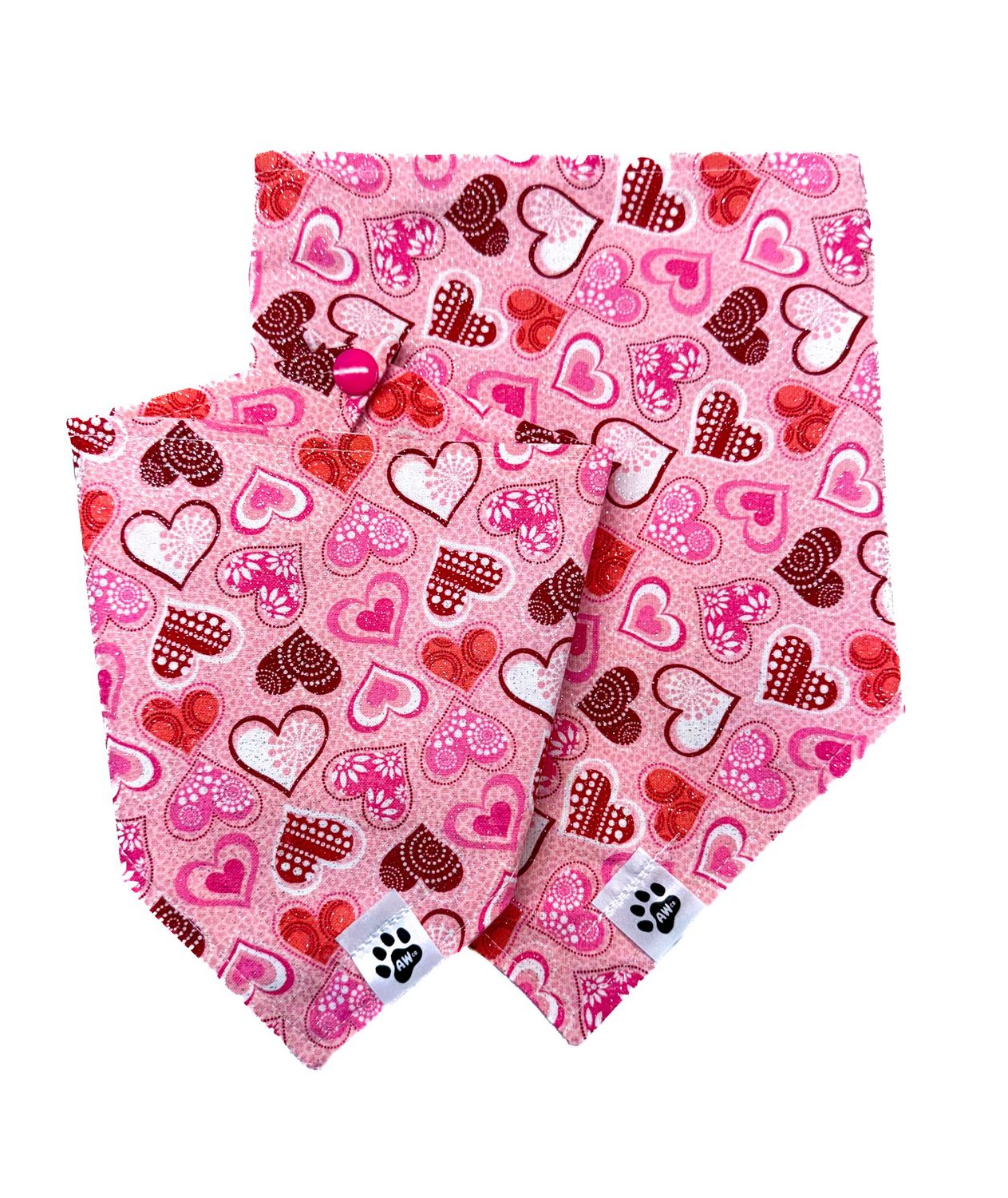 Pink Glitter Hearts - Bandana